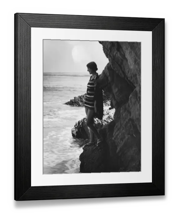 Framed Print : Bather By Cliffs