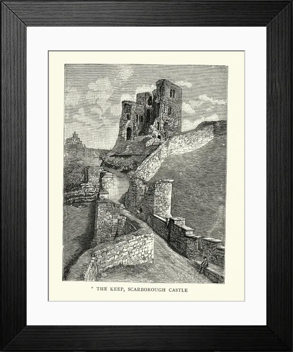 Framed Print : Ruined keep of Scarborough Castle, North Yorkshire, 19th Century Framed Print : Ruined keep of Scarborough Castle, North Yorkshire, 19th Century