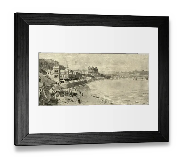 Framed Print : View of Scarborough bay and beach, North Yorkshire, Victorian Holiday resort, 1888, 19th Century Framed Print : View of Scarborough bay and beach, North Yorkshire, Victorian Holiday resort, 1888, 19th Century