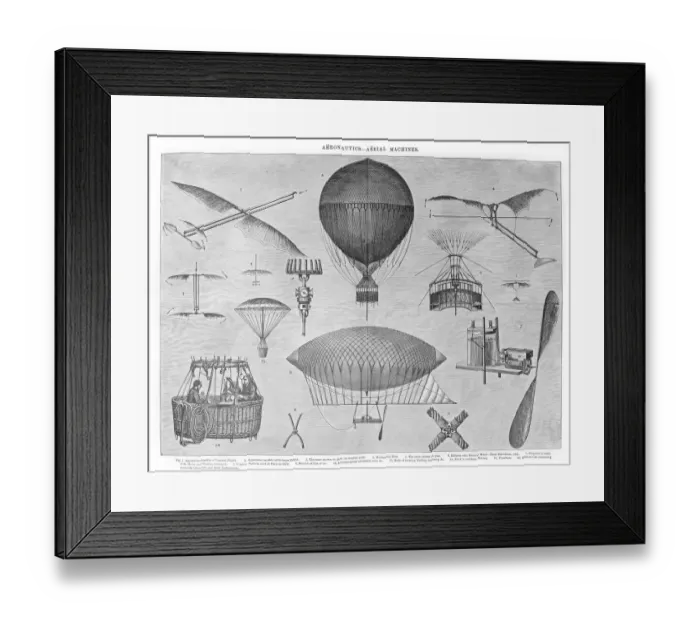 Framed Print : Aeronautics, Aerial Machines Old engraved illustration, Popular Encyclopedia Published 1894 Framed Print : Aeronautics, Aerial Machines Old engraved illustration, Popular Encyclopedia Published 1894