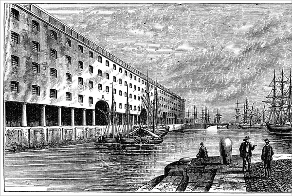Wapping Dock in Liverpool, England - 19th Century