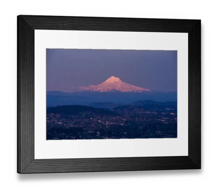 Framed Print : Mount Hood with downtown Portland at dusk Framed Print : Mount Hood with downtown Portland at dusk