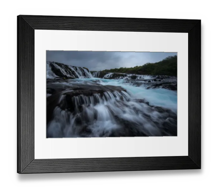 Framed Print : Bruarfoss. The blue waterfall in Iceland with cascades forground Framed Print : Bruarfoss. The blue waterfall in Iceland with cascades forground