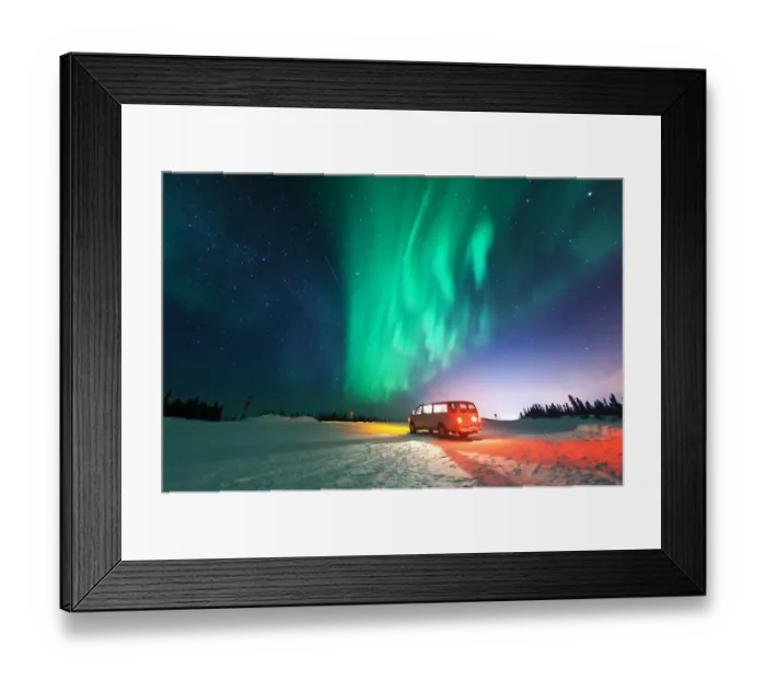 Framed Print : Northern lights with van Framed Print : Northern lights with van