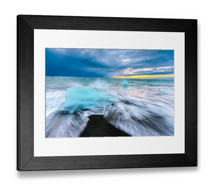 Framed Print : Blue Ice with beach waves Framed Print : Blue Ice with beach waves
