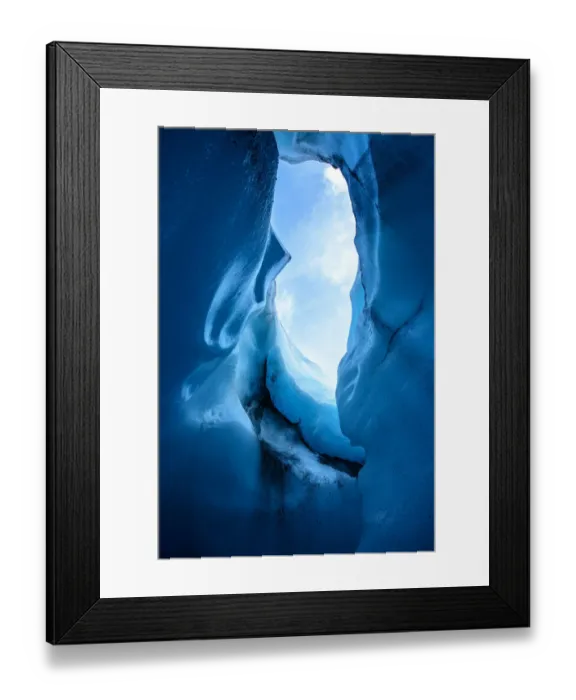 Framed Print : Ice Hole. looking up from an ice cave in Alaska Framed Print : Ice Hole. looking up from an ice cave in Alaska