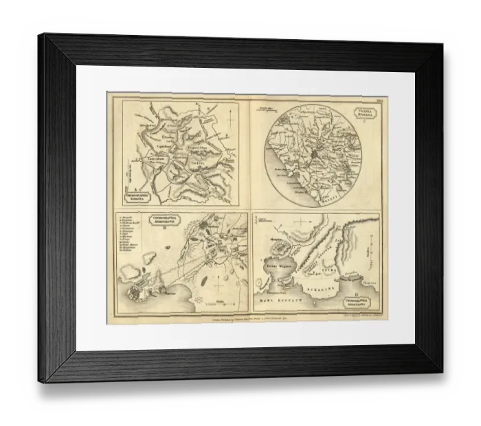 Framed Print : Antique map of Ancient cities of Rome, Athens, Syracuse Framed Print : Antique map of Ancient cities of Rome, Athens, Syracuse