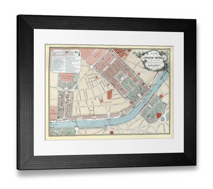 Framed Print : Map, Plan of the Paris Exposition Universelle of 1889, France Framed Print : Map, Plan of the Paris Exposition Universelle of 1889, France