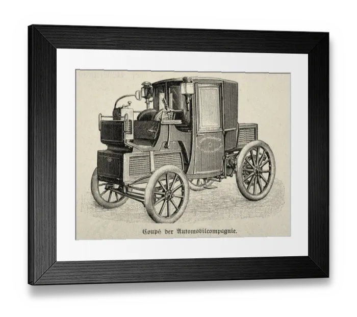 Framed Print : Vintage illustration of a early motor car, 1890s, 19th Century Framed Print : Vintage illustration of a early motor car, 1890s, 19th Century