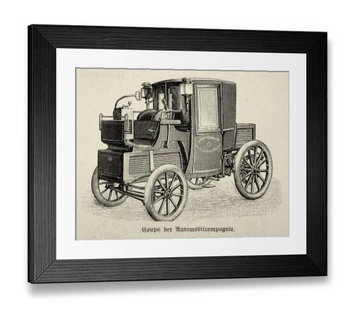 Framed Print : Vintage illustration of a early motor car, 1890s, 19th Century, History of transport, automobiles Framed Print : Vintage illustration of a early motor car, 1890s, 19th Century, History of transport, automobiles