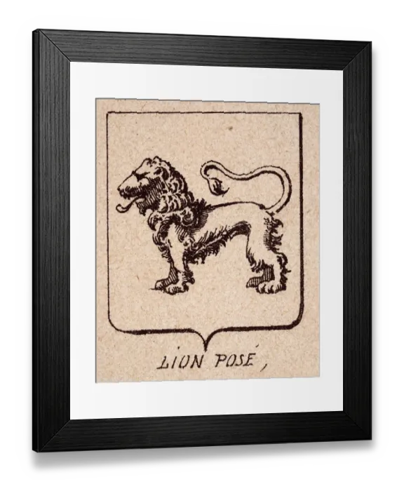 Framed Print : Escutcheon, or heraldic shield, feature the Lion pose, Heraldry Framed Print : Escutcheon, or heraldic shield, feature the Lion pose, Heraldry