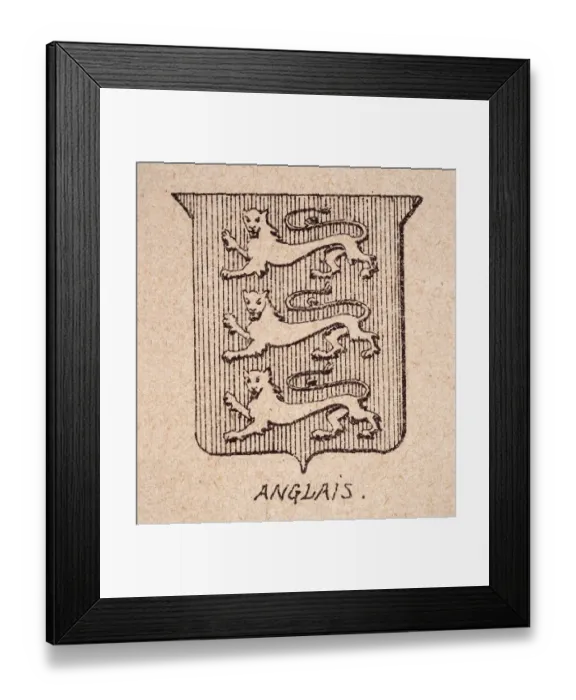 Framed Print : Vintage illustration, Escutcheon, or heraldic shield, 16th Century English coat of arms, Three Lions Framed Print : Vintage illustration, Escutcheon, or heraldic shield, 16th Century English coat of arms, Three Lions