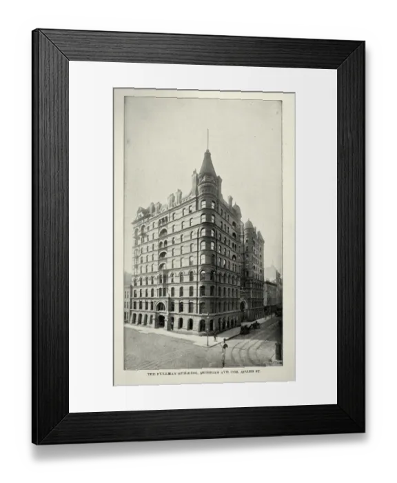 Framed Print : American Victorian architecture, The Pullman Building, Michigan Ave and Corner Adams Street, Chicago, 19th Century Framed Print : American Victorian architecture, The Pullman Building, Michigan Ave and Corner Adams Street, Chicago, 19th Century