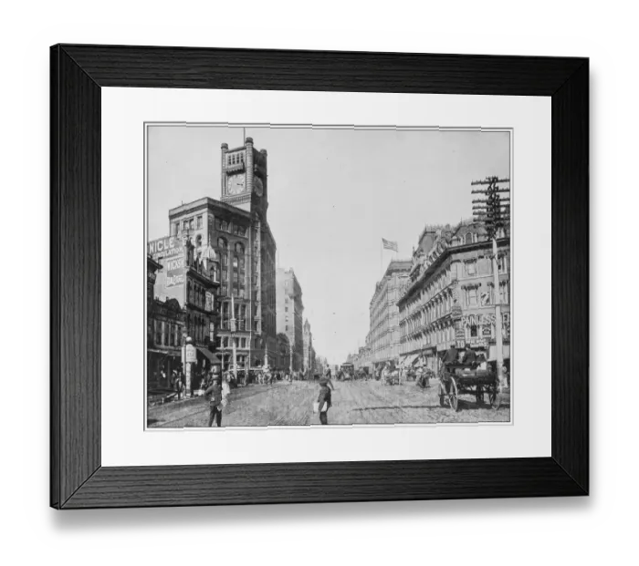 Framed Print : Antique black and white photograph: Market Street, San Francisco