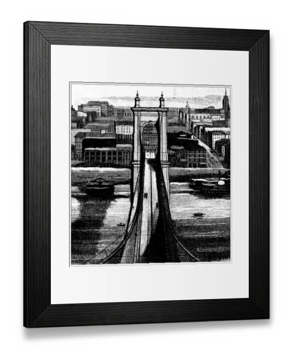 Framed Print : Antique engraving illustration, engineering and technology: Bridge construction, Cincinnati Framed Print : Antique engraving illustration, engineering and technology: Bridge construction, Cincinnati