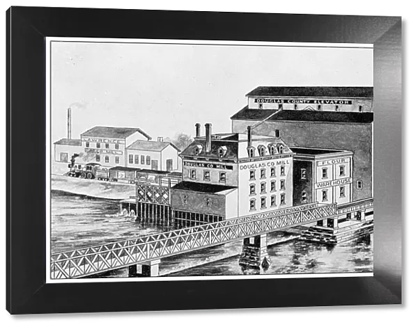 Antique photograph from Lawrence, Kansas, in 1898: Douglas County Mills and Elevator