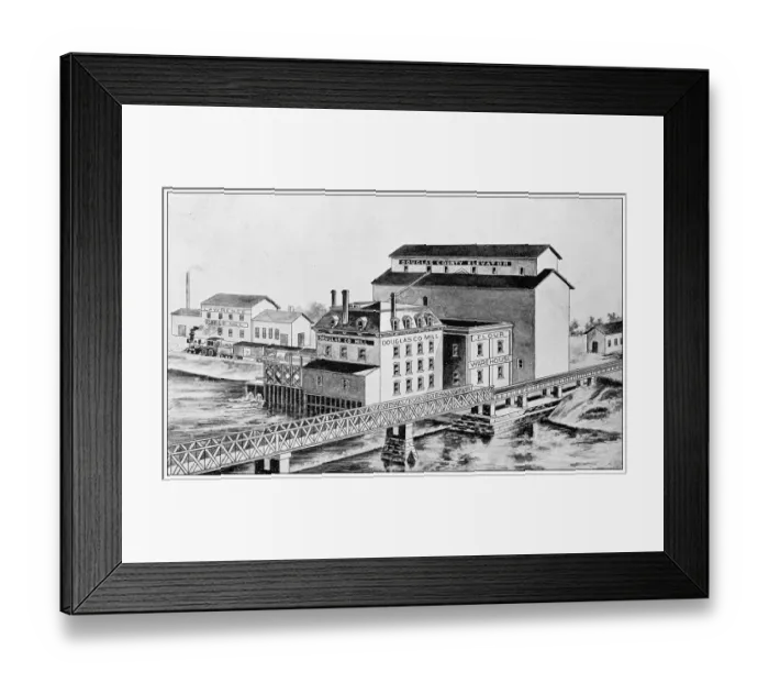 Framed Print : Antique photograph from Lawrence, Kansas, in 1898: Douglas County Mills and Elevator Framed Print : Antique photograph from Lawrence, Kansas, in 1898: Douglas County Mills and Elevator