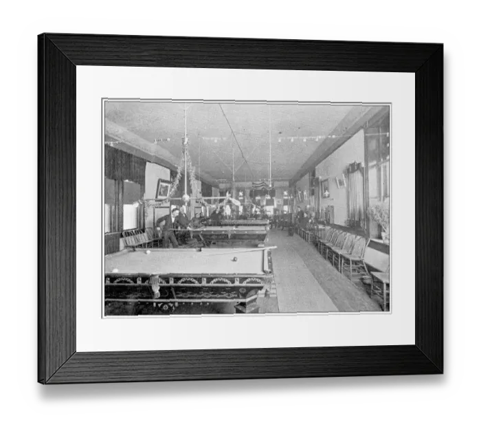 Framed Print : Antique photograph from Lawrence, Kansas, in 1898: Commercial Club, Billiards Framed Print : Antique photograph from Lawrence, Kansas, in 1898: Commercial Club, Billiards