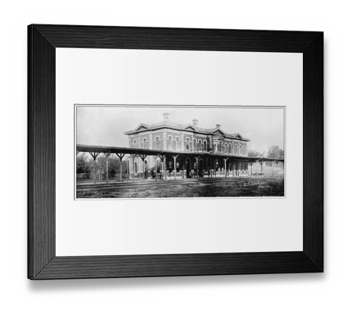 Framed Print : Antique photograph from Lawrence, Kansas, in 1898: Train station Framed Print : Antique photograph from Lawrence, Kansas, in 1898: Train station