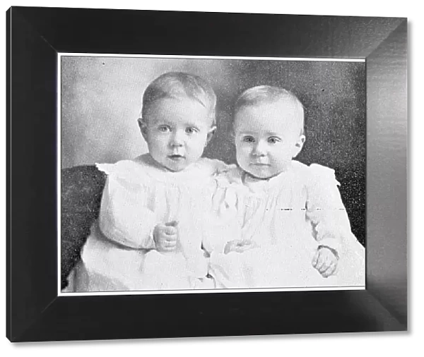 Antique photograph from Lawrence, Kansas, in 1898: Twins, Lucy and Mary