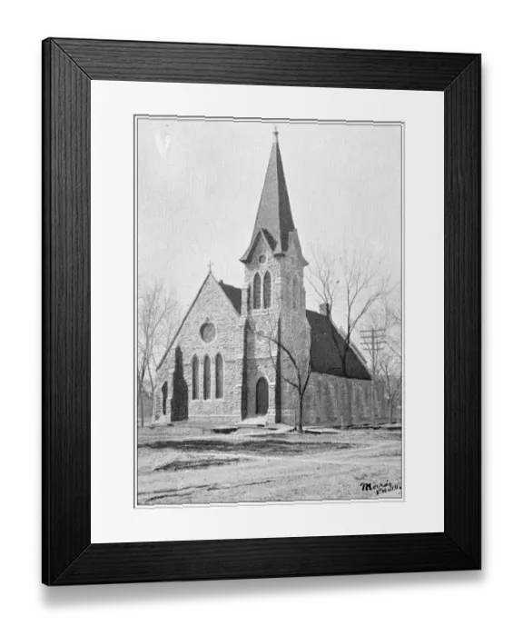 Framed Print : Antique photograph from Lawrence, Kansas, in 1898: Trinity Episcopal Church