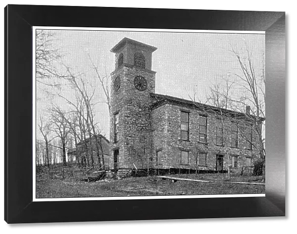 Antique photograph from Lawrence, Kansas, in 1898: Old Unitarian Church