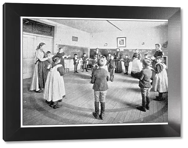 Antique photograph from Lawrence, Kansas, in 1898: Haskell Institute, Kindergarten