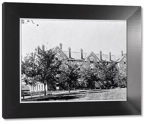 Antique photograph from Lawrence, Kansas, in 1898: Haskell Institute, Small Boys Building