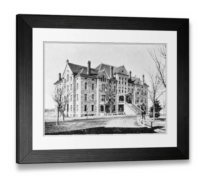 Framed Print : Antique photograph from Lawrence, Kansas, in 1898: Haskell Institute, Girls Building Framed Print : Antique photograph from Lawrence, Kansas, in 1898: Haskell Institute, Girls Building
