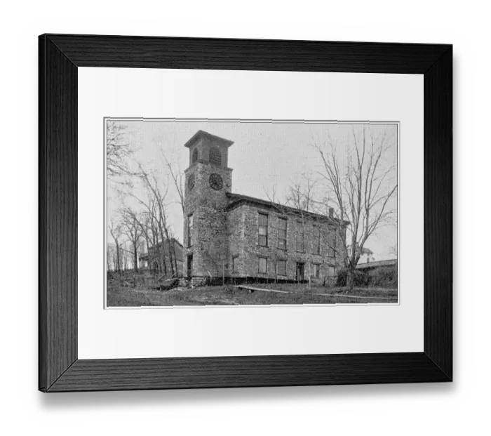 Framed Print : Antique photograph from Lawrence, Kansas, in 1898: Old Unitarian Church, Basement used for First High School