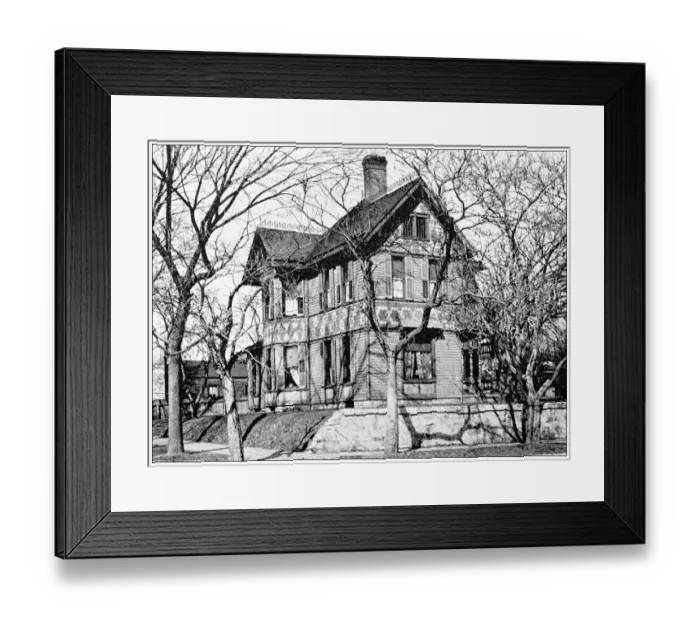 Framed Print : Antique photograph from Lawrence, Kansas, in 1898: Residential building, exterior