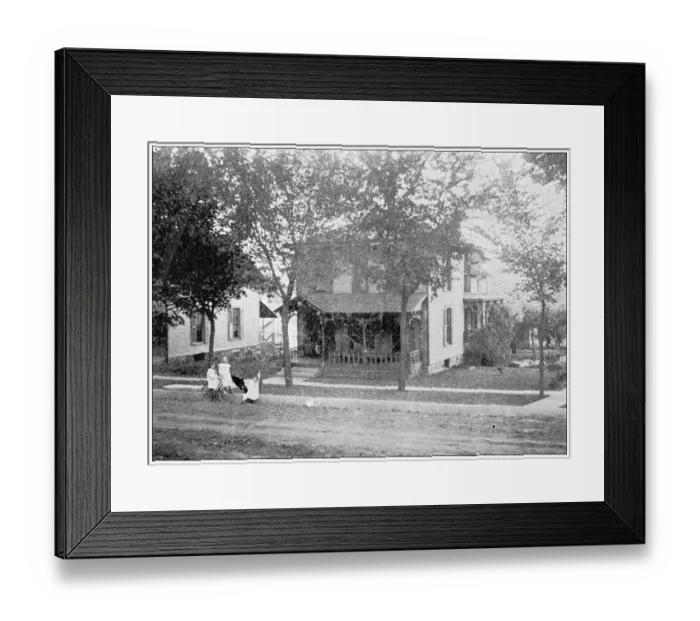Framed Print : Antique photograph from Lawrence, Kansas, in 1898: Residential building, exterior