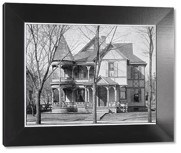 Antique photograph from Lawrence, Kansas, in 1898: Residential building, exterior