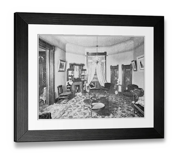 Framed Print : Antique photograph from Lawrence, Kansas, in 1898: Residential building, interior Framed Print : Antique photograph from Lawrence, Kansas, in 1898: Residential building, interior