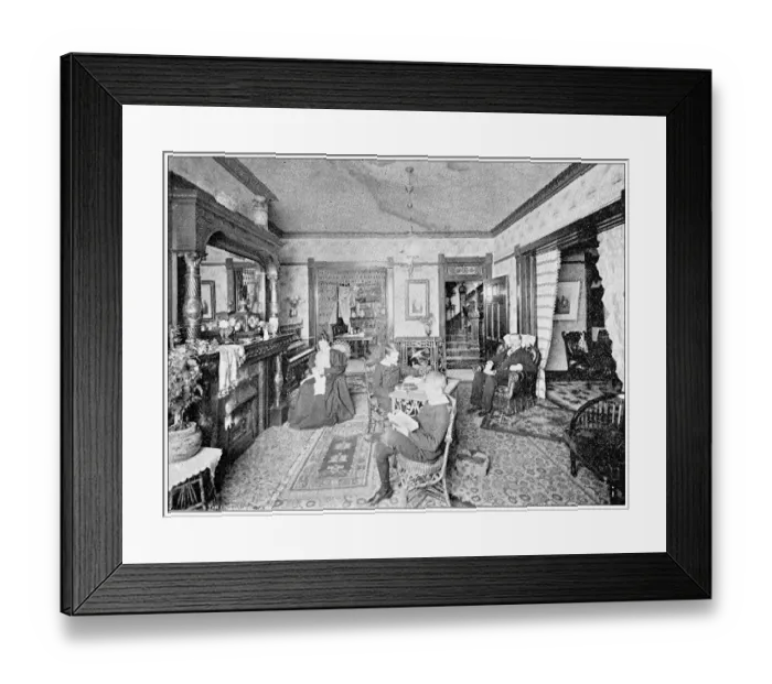 Framed Print : Antique photograph from Lawrence, Kansas, in 1898: Residential building, interior Framed Print : Antique photograph from Lawrence, Kansas, in 1898: Residential building, interior