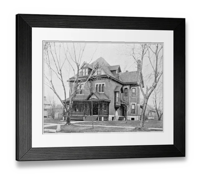 Framed Print : Antique photograph from Lawrence, Kansas, in 1898: Residential building, exterior