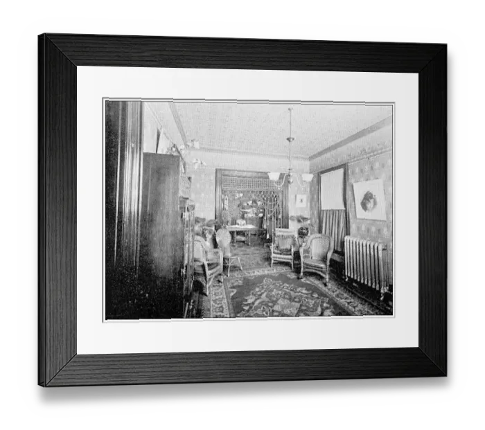 Framed Print : Antique photograph from Lawrence, Kansas, in 1898: Residential building, interior Framed Print : Antique photograph from Lawrence, Kansas, in 1898: Residential building, interior