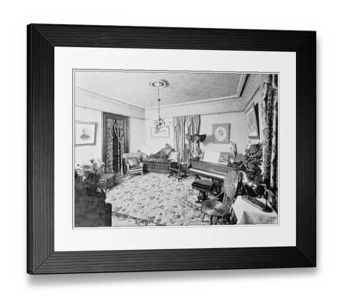 Framed Print : Antique photograph from Lawrence, Kansas, in 1898: Residential building, interior Framed Print : Antique photograph from Lawrence, Kansas, in 1898: Residential building, interior