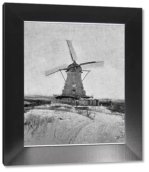 Antique photograph from Lawrence, Kansas, in 1898: Old Windmill