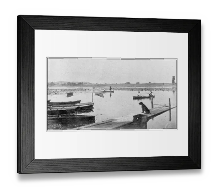 Framed Print : Antique photograph from Lawrence, Kansas, in 1898: Lake view club fishing Framed Print : Antique photograph from Lawrence, Kansas, in 1898: Lake view club fishing