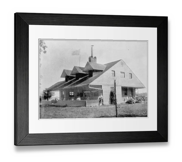 Framed Print : Antique photograph from Lawrence, Kansas, in 1898: Lake view club house