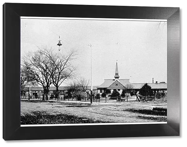 Antique photograph from Lawrence, Kansas, in 1898: Union pacific passenger depot