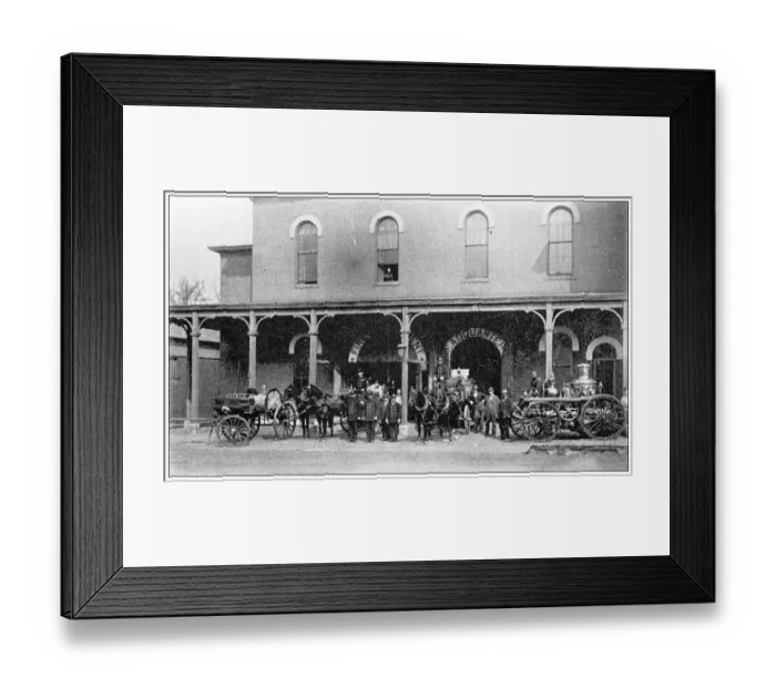 Framed Print : Antique photograph from Lawrence, Kansas, in 1898: Fire department headquarters Framed Print : Antique photograph from Lawrence, Kansas, in 1898: Fire department headquarters