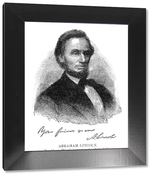 Abraham Lincoln - USA President engraving with his signature 1888