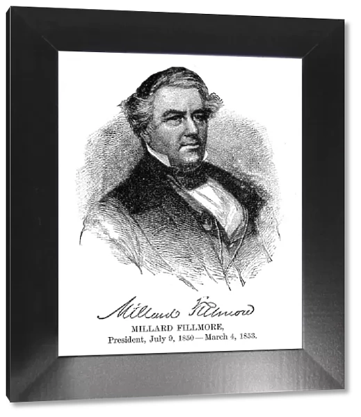 Millard Fillmore - USA President engraving with his signature 1888