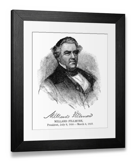 Framed Print : Millard Fillmore - USA President engraving with his signature 1888 Framed Print : Millard Fillmore - USA President engraving with his signature 1888