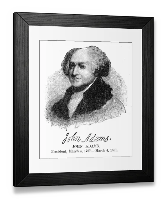 Framed Print : John Adams - USA President engraving with his signature 1888 Framed Print : John Adams - USA President engraving with his signature 1888
