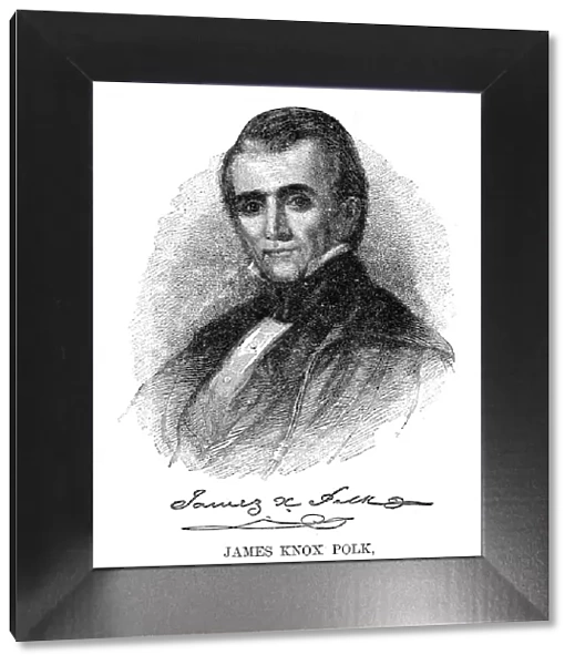James Knox Polk - USA President engraving with his signature 1888