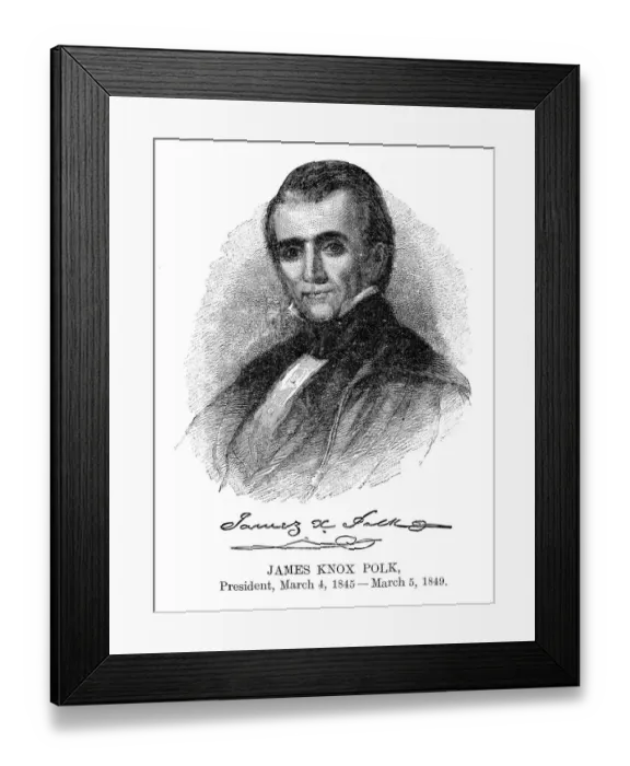Framed Print : James Knox Polk - USA President engraving with his signature 1888 Framed Print : James Knox Polk - USA President engraving with his signature 1888
