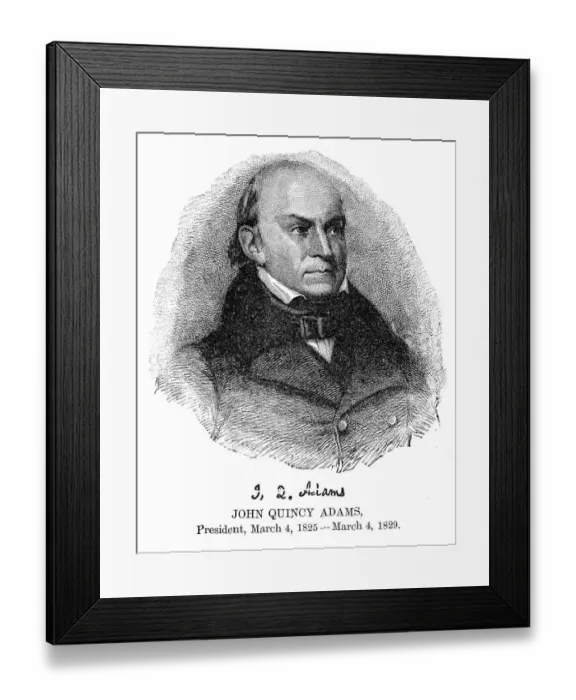 Framed Print : John Quincy Adams - USA President engraving with his signature 1888 Framed Print : John Quincy Adams - USA President engraving with his signature 1888